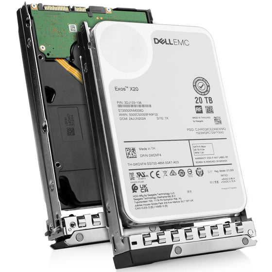 Dell G14 0WDVF4 20TB 7.2K RPM SATA 6Gb/s 512e 3.5in Hard Drive, combine angled view