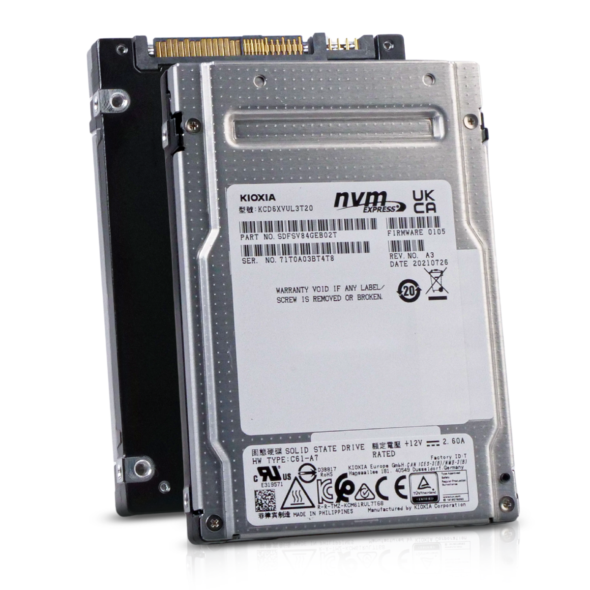 ステックSSD Kioxia CD6-V KCD6XVUL3T20 3.2TB PCIe Gen 4.0 x4 2.5