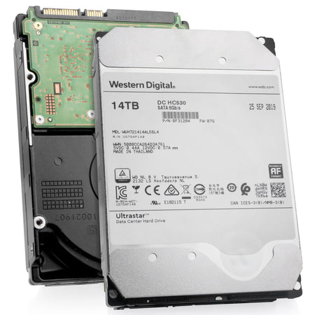 Western Digital Ultrastar DC HC530 HUH721414ALE6L4 0F31284 14TB 7.2K RPM SATA 6Gb/s 512e 3.5in Refurbished HDD, combine angled view
