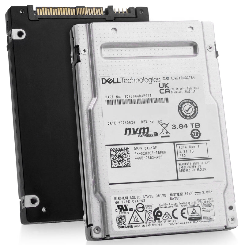 Dell/Kioxia CM7-R KCM7XRUG3T84 3.84TB 1 DWPD PCIe Gen 4.0 x4 8GB/s 3D TLC U.2 NVMe 2.5in Solid State Drive, combine view