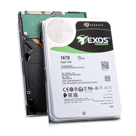 Seagate Exos X18 ST16000NM004J 16TB 7.2K RPM SAS 12Gb/s 3.5in Recertified Hard Drive