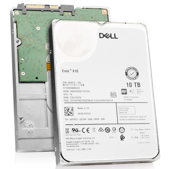 Dell/Seagate Exos 10 ST10000NM0256 10TB 7.2K RPM SAS 12Gb/s 512e 256MB 3.5in Refurbished HDD