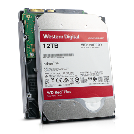 Western Digital Red Plus WD120EFBX 68B0EN0 12TB 7.2K RPM SATA 6Gb/s 512e 256MB 3.5in Refurbished HDD