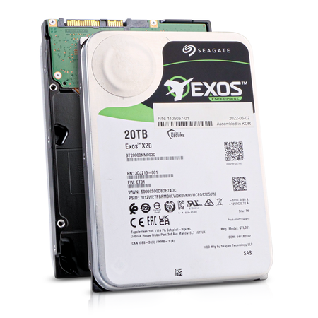 Seagate Exos X20 ST20000NM003D 20TB 7.2K RPM SAS 12Gb/s 512e SED 3.5in Refurbished HDD