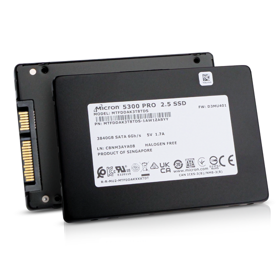 Micron 5300 PRO MTFDDAK3T8TDS 1AW1ZABYY 3.84TB 1.2 DWPD SATA 6Gb/s 3D TLC 2.5in Refurbished SSD