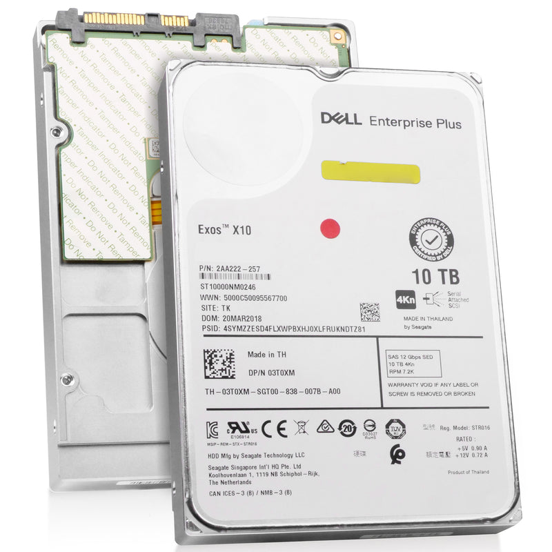 Dell/Seagate Exos X10 ST10000NM0246 10TB 7.2K RPM SAS 12Gb/s 4Kn 256 MB 3.5in HDD