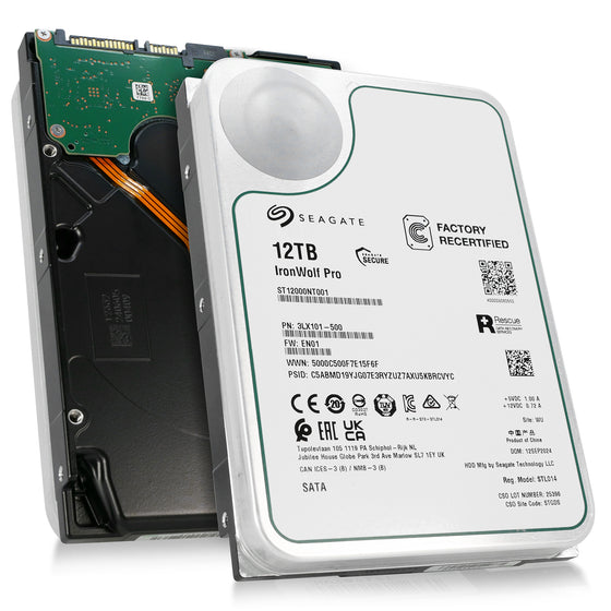 Seagate IronWolf Pro ST12000NT001 12TB 7.2K RPM SATA 6Gb/s 512e 3.5in Recertified Hard Drive