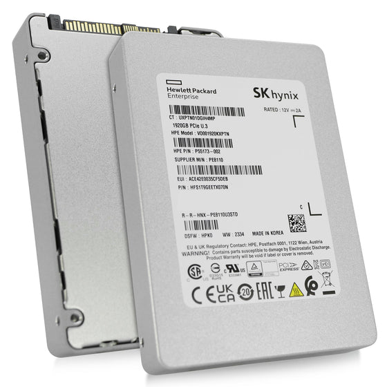 HP/SK hynix PE8110 HFS1T9GEETX070N P55173-002 1.92TB 1 DWPD PCIe Gen 4.0 x4 8GB/s 4D V6 TLC U.3 NVMe 2.5in Solid State Drive
