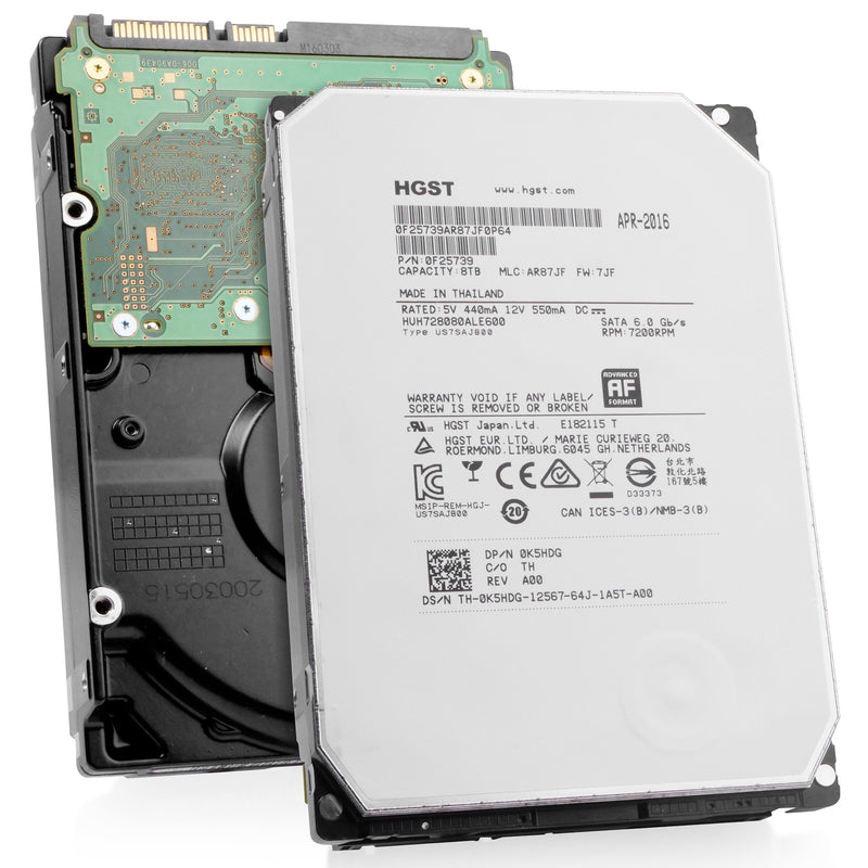 HGST Ultrastar He8 HUH728080ALE600 0F25739 8TB 7.2K RPM SATA 6Gb/s 512e 128MB 3.5" ISE HDD