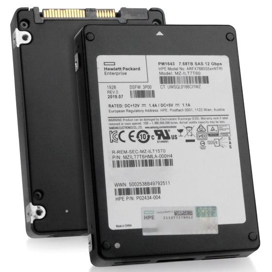 HP/Samsung PM1643 MZILT7T6HMLA 7.68TB 1 DWPD SAS 12Gb/s 3D TLC 2.5in Refurbished SSD, combine view