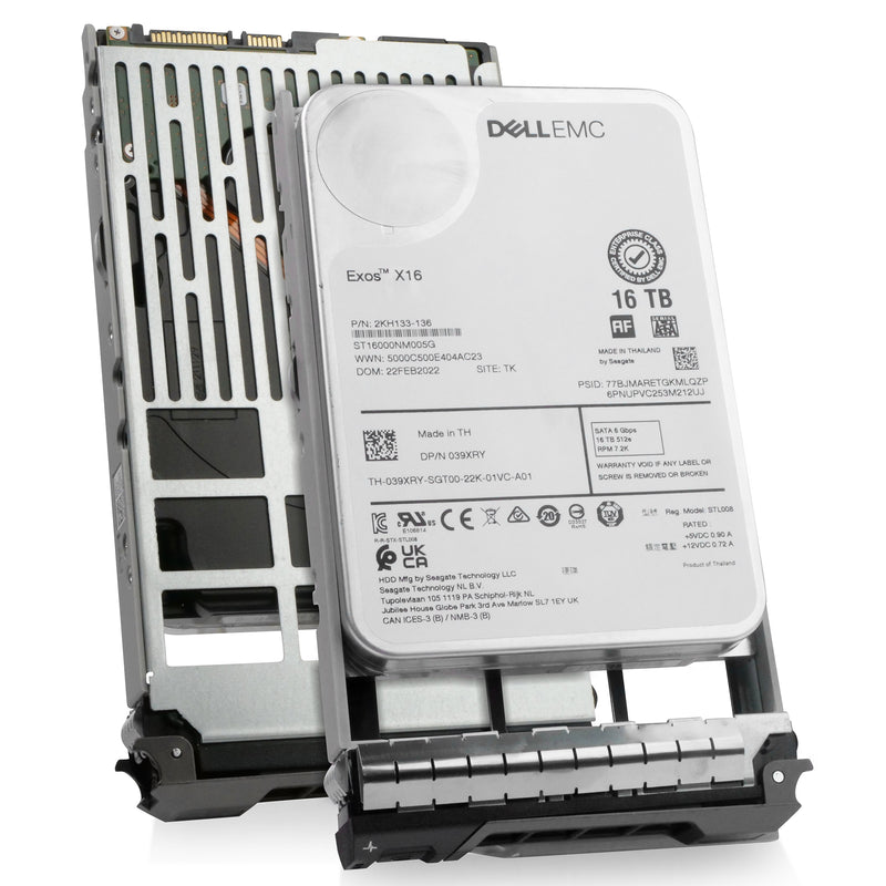Dell G13 039XRY 16TB 7.2K RPM SATA 6Gb/s 512e 3.5in Refurbished HDD, combine angled view