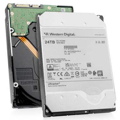 Western Digital Ultrastar HC590 WUH722624ALE6L4 0F65684 24TB 7.2K RPM SATA 6Gb/s 512e 3.5in Hard Drive, combine angled view