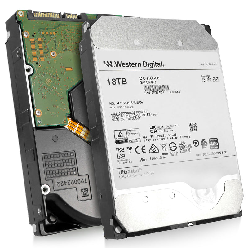 Western Digital Ultrastar DC HC550 WUH721818ALN604 0F38403 18TB 7.2K RPM SATA 6Gb/s 4Kn 3.5in Refurbished HDD