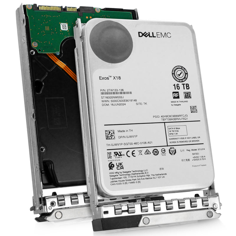 Dell G14 0JWV1P 16TB 7.2K RPM SATA 6Gb/s 512e 3.5in Hard Drive, combine angled view