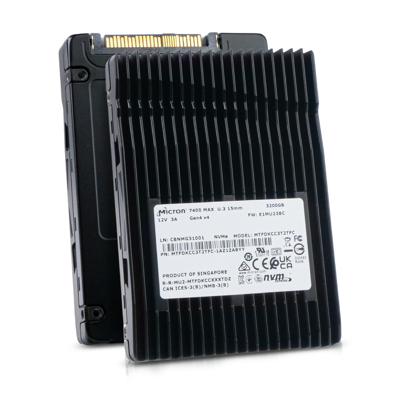 Micron 7400 MAX MTFDKCC3T2TFC 3.2TB 3 DWPD PCIe Gen 4.0 x4 8GB/s 3D TLC U.3 NVMe 2.5in Refurbished SSD
