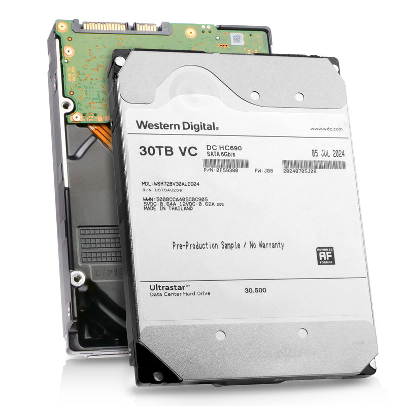 Western Digital Ultrastar DC HC690 WSH72BV30ALE604 0F59380 30TB SMR 7.2K RPM SATA 6Gb/s 512e 3.5in Refurbished HDD, combine