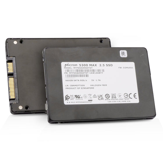Micron 5300 MAX MTFDDAK960TDT 960GB SATA 6Gb/s 3D TLC 5 DWPD 2.5in Refurbished SSD