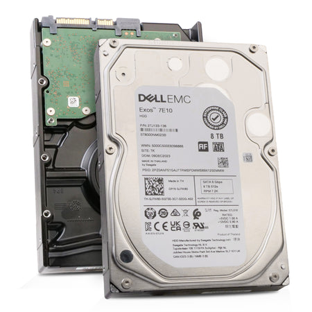 Dell/Seagate Exos 7E10 ST8000NM023B J7W80 8TB 7.2K RPM SATA 6Gb/s 512e 3.5in Hard Drive, combine angled view