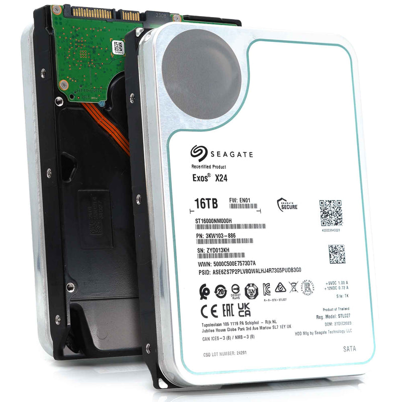 Seagate Exos X24 ST16000NM000H 16TB 7.2K RPM SATA 6Gb/s 512e 3.5in Refurbished HDD
