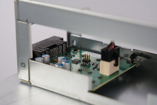 Close-up of a server component during inspection