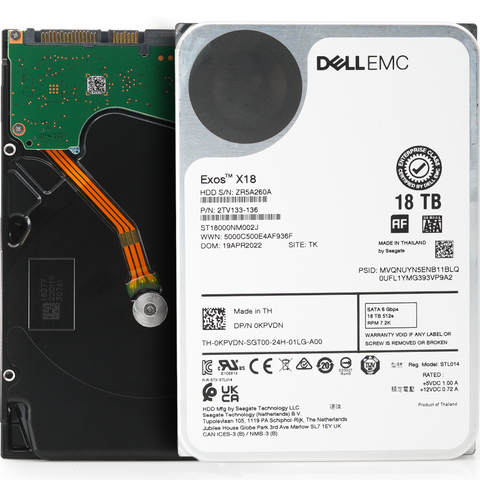 Dell Exos X18 ST18000NM002J 0KPVDN 18TB 7.2K RPM SATA 6Gb/s 512e PowerEdge Certified 3.5in Hard Drive