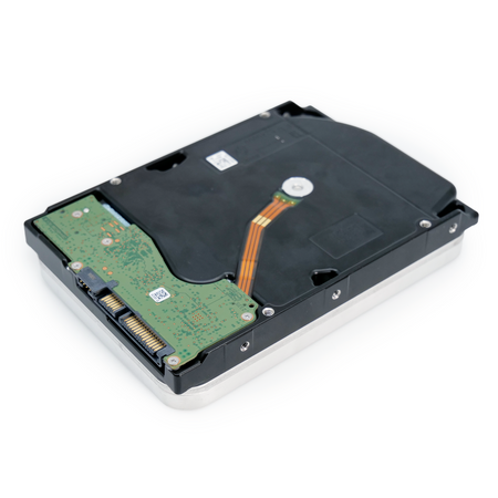 Seagate Exos ST28000NM000C 28TB 7.2K RPM SATA 6Gb/s 512e CMR 3.5in Recertified Hard Drive, back side angled view