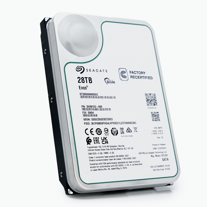 Seagate Exos ST28000NM000C 28TB 7.2K RPM SATA 6Gb/s 512e CMR 3.5in Refurbished HDD