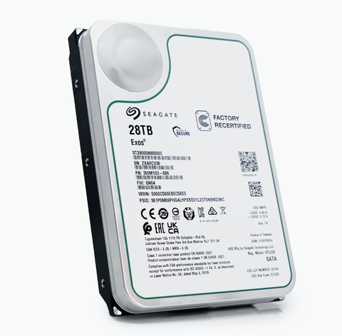 Seagate Exos ST28000NM000C 28TB 7.2K RPM SATA 6Gb/s 512e CMR 3.5in Recertified Hard Drive