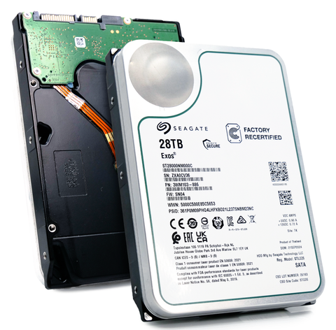 Seagate Exos ST28000NM000C 28TB 7.2K RPM SATA 6Gb/s 512e CMR 3.5in Recertified Hard Drive