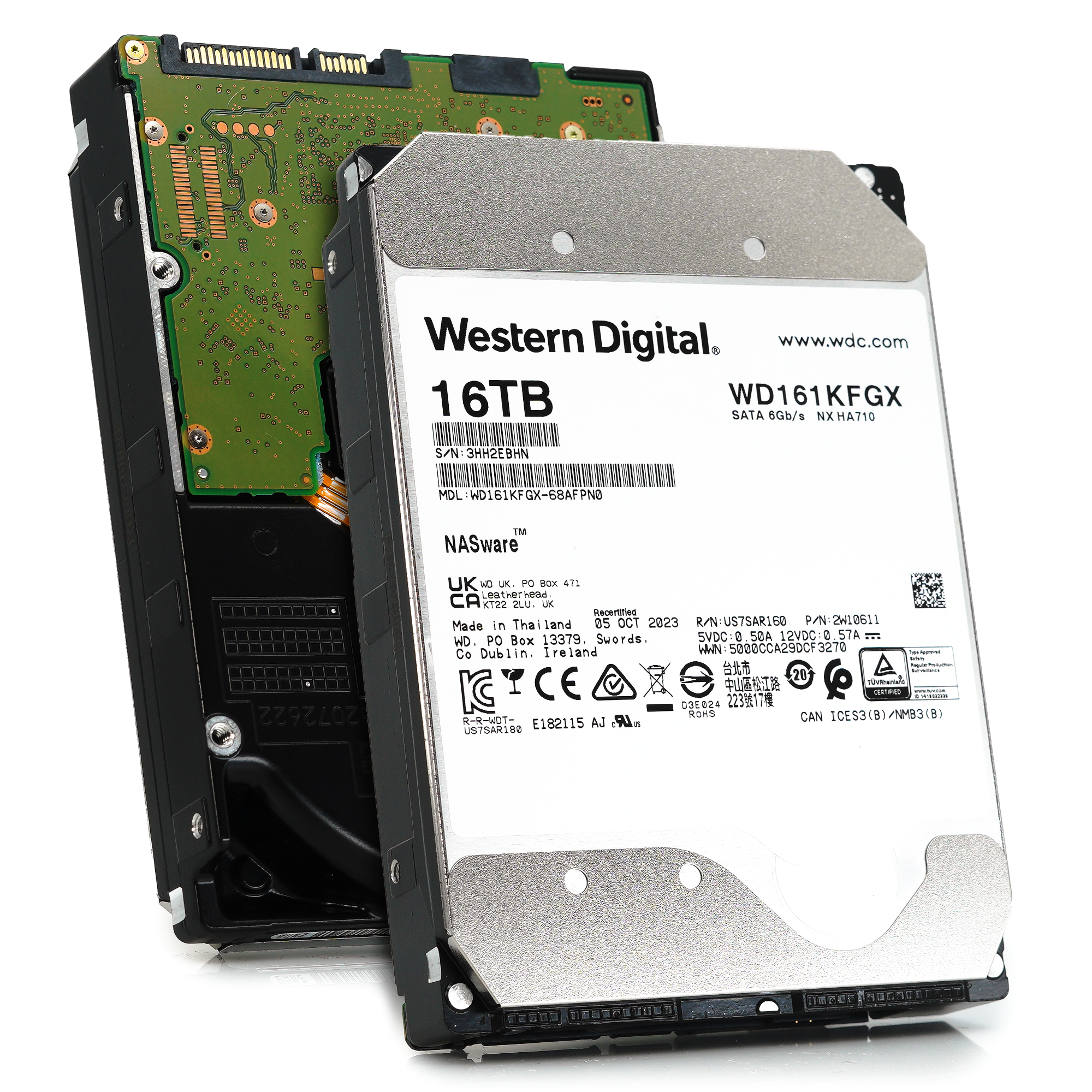 Western Digital Red Pro WD161KFGX 16TB 7.2K RPM SATA 6Gb/s 512e Enterprise NAS 3.5in Recertified Hard Drive