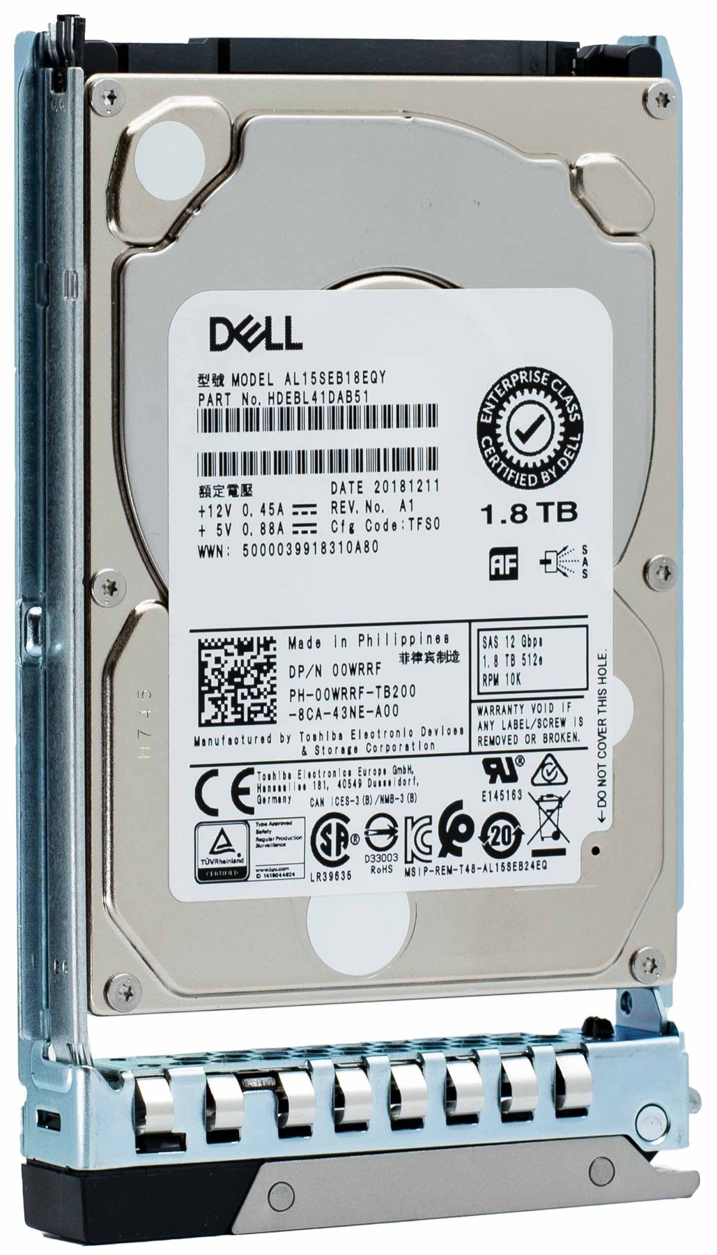 Dell G14 400-ATJR 1.8TB 10K RPM SAS 12Gb/s 512e 2.5" Manufacturer Recertified HDD