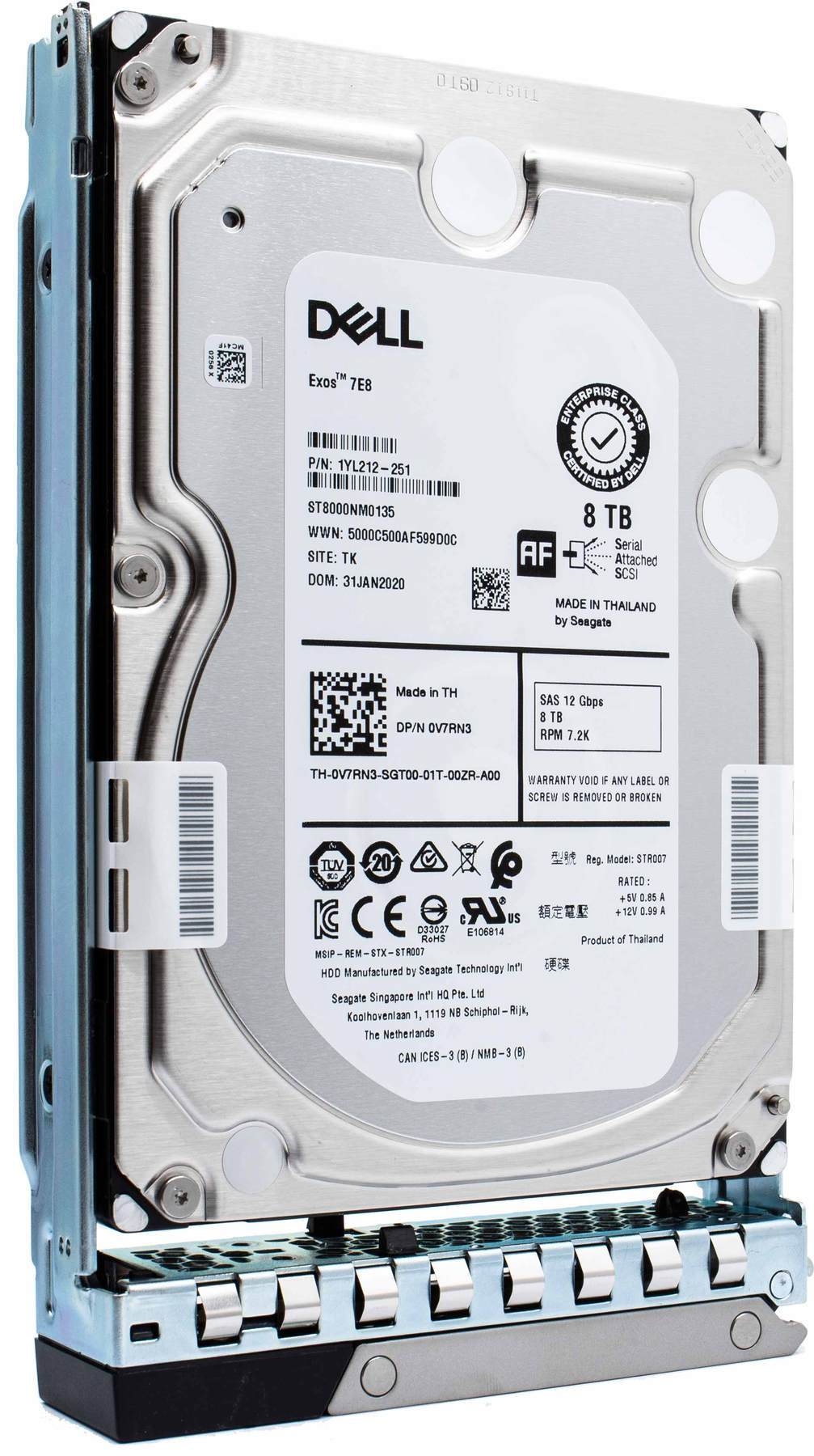 Dell G14 V7RN3 8TB 7.2K RPM SAS 12Gb/s 512e 3.5" SED-FIPS NearLine Hard Drive