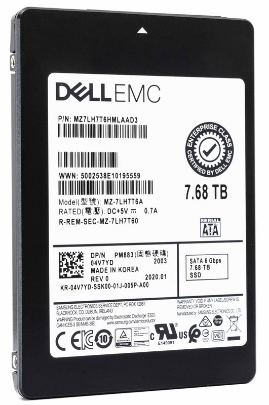 Dell 04V7YD 7.68TB SATA 6Gb/s 2.5" Read Intensive SSD