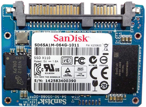 SanDisk X110 SD6SA1M-064G 64GB SATA 6Gb/s MO-297 Slim SATA Manufacturer Recertified SSD
