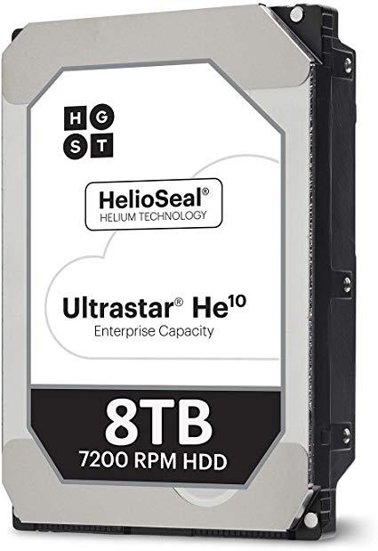 HGST Ultrastar He10 0F27610 HUH721008ALE600 8TB 7.2K RPM SATA 6Gb/s 512e 256MB Cache 3.5" ISE HDD
