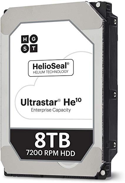 HGST Ultrastar He10 0F27610 HUH721008ALE600 8TB 7.2K RPM SATA 6Gb/s 512e 256MB Cache 3.5" ISE Hard Drive