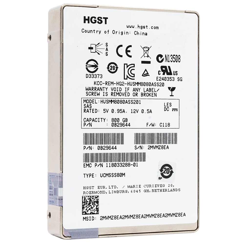 Western Digital Ultrastar SSD800MM HUSMM8080ASS201 0B29644 800GB 7.2K RPM SAS 12Gb/s TCG MLC 2.5in Solid State Drive