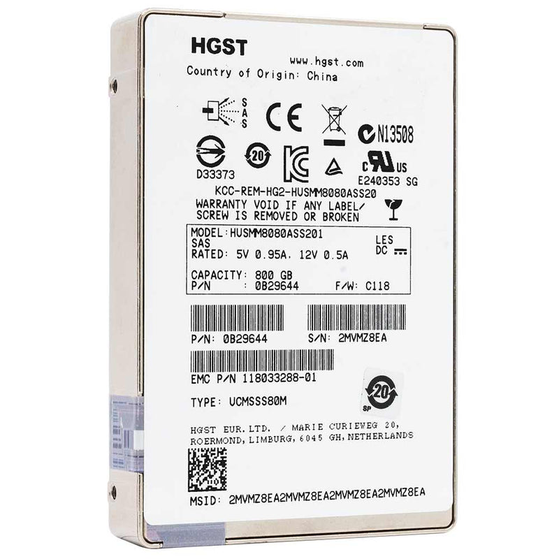 Western Digital Ultrastar SSD800MM HUSMM8080ASS201 0B29644 800GB 7.2K RPM SAS 12Gb/s TCG MLC 2.5in Refurbished SSD