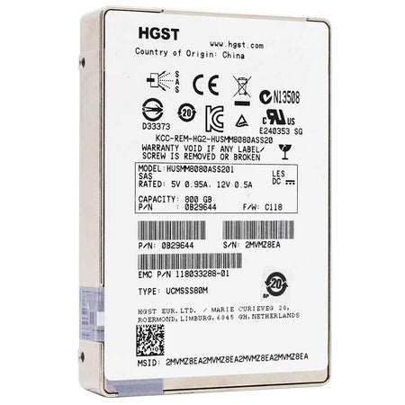 Western Digital Ultrastar SSD800MM HUSMM8080ASS201 0B29644 800GB 7.2K RPM SAS 12Gb/s TCG MLC 2.5in Recertified Solid State Drive