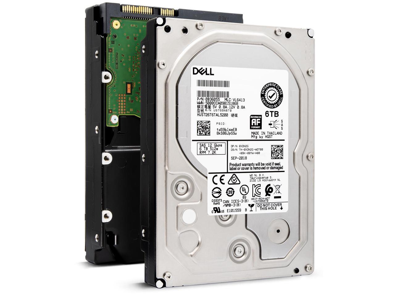 Dell HUS726T6TAL5200 0B36055 6TB 7.2K RPM SAS 12Gb/s 512e 3.5in Hard Drive