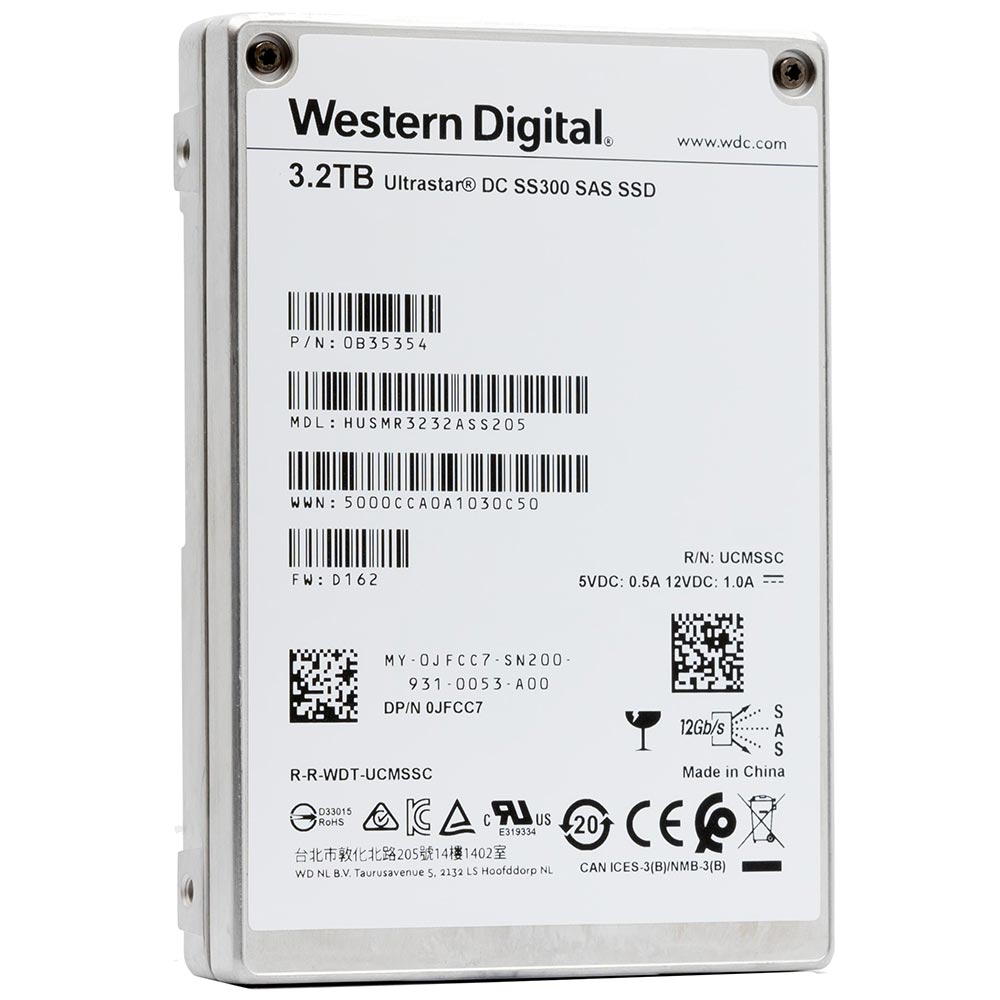 Western Digital Ultrastar DC SS300 HUSMR3232ASS205 JFCC7 3.2TB SAS 12Gb/s 3D MLC TCG-FIPS 2.5in Refurbished SSD