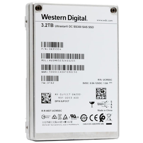 Western Digital Ultrastar DC SS300 HUSMR3232ASS205 JFCC7 3.2TB SAS 12Gb/s 3D MLC TCG-FIPS 2.5in Recertified Solid State Drive