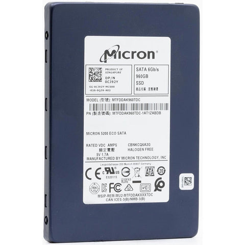 Micron 5200 ECO MTFDDAK960TDC CJ92Y 960GB SATA 6Gb/s 3D TLC 2.5in Refurbished SSD