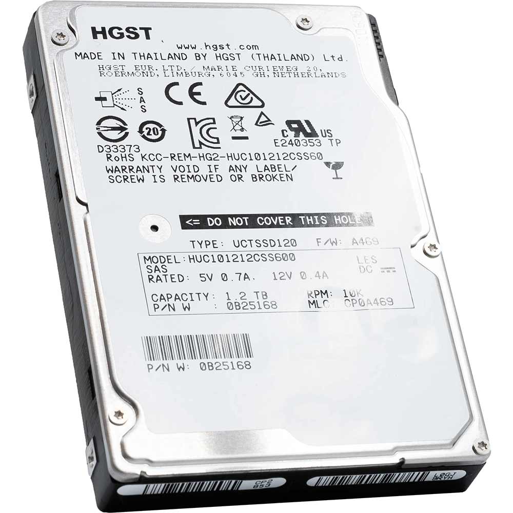HGST Ultrastar C10K1200 HUC101212CSS600 0B25168 1.2TB 10K RPM SAS 6Gb/s 64MB 2.5" Manufacturer Recertified HDD