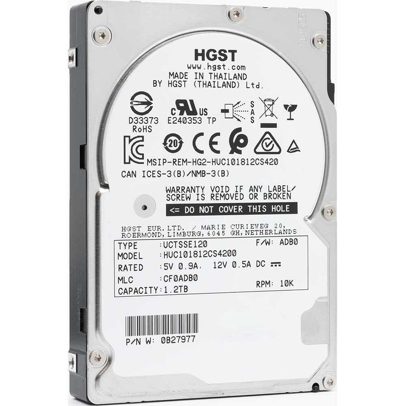 HGST Ultrastar C10K1800 HUC101812CS4200 0B27977 1.2TB 10K RPM SAS 12Gb/s 512e 128MB 2.5" ISE Manufacturer Recertified HDD