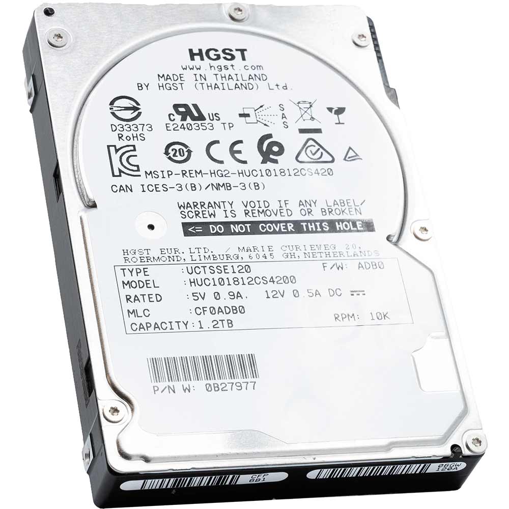 HGST Ultrastar C10K1800 HUC101812CS4200 0B27977 1.2TB 10K RPM SAS 12Gb/s 512e 128MB 2.5" ISE Manufacturer Recertified HDD