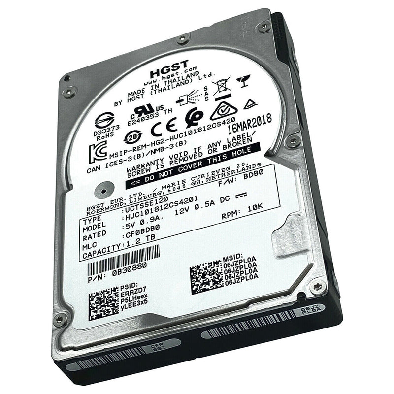HGST Ultrastar C10K1800 HUC101812CS4201 0B30875 1.2TB 10K RPM SAS 12Gb/s 4Kn 128MB 2.5" TCG Hard Drive