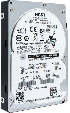 HGST Ultrastar C10K1800 HUC101818CS4201 0B30881 1.8TB 10K RPM SAS 12Gb/s 512e 128MB 2.5" TCG Hard Drive