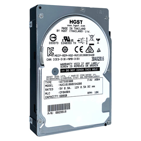 HGST Ultrastar C10K1800 HUC101860CS4200 0B29918 600GB 10K RPM SAS 12Gb/s 4Kn 128MB 2.5" ISE Hard Drive