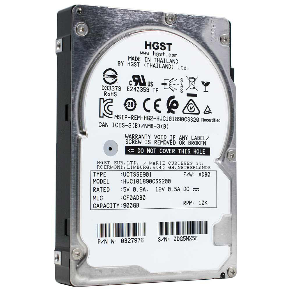 HGST Ultrastar C10K1800 HUC101890CSS200 0B27976 900GB 10K RPM SAS 12Gb/s 512n 128MB 2.5" ISE HDD